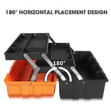 Torin 17-Inch Plastic Tool Box,3-Tiers Multi-Function Storage Portable Toolbox Organizer, Black/Orange ATRJH-3430T Torin