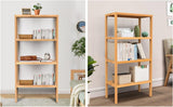 FoverOne 4 Tier Bamboo Shelf, Freestanding Book Shelf Bookcase Storage Rack for Bathroom Kitchen Living Room FoverOne