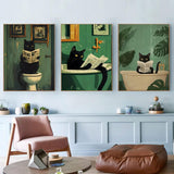 MjhRcll 6 Pack Paint by Numbers for Adults Beginner, Black Cat Paint by Number Kits on Canvas, Funny Animals DIY Acrylic Painting by Number for Home Bathroom Decor 12X16 Inch(Without Frame) MjhRcll