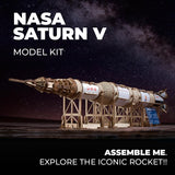 UGEARS NASA Saturn V Model Rocket Kit - Space Ship Model Kits for Adults - 3D Wooden Space Shuttle Building Puzzles - Rocketship Spacecraft 3D Wood Puzzle UGEARS