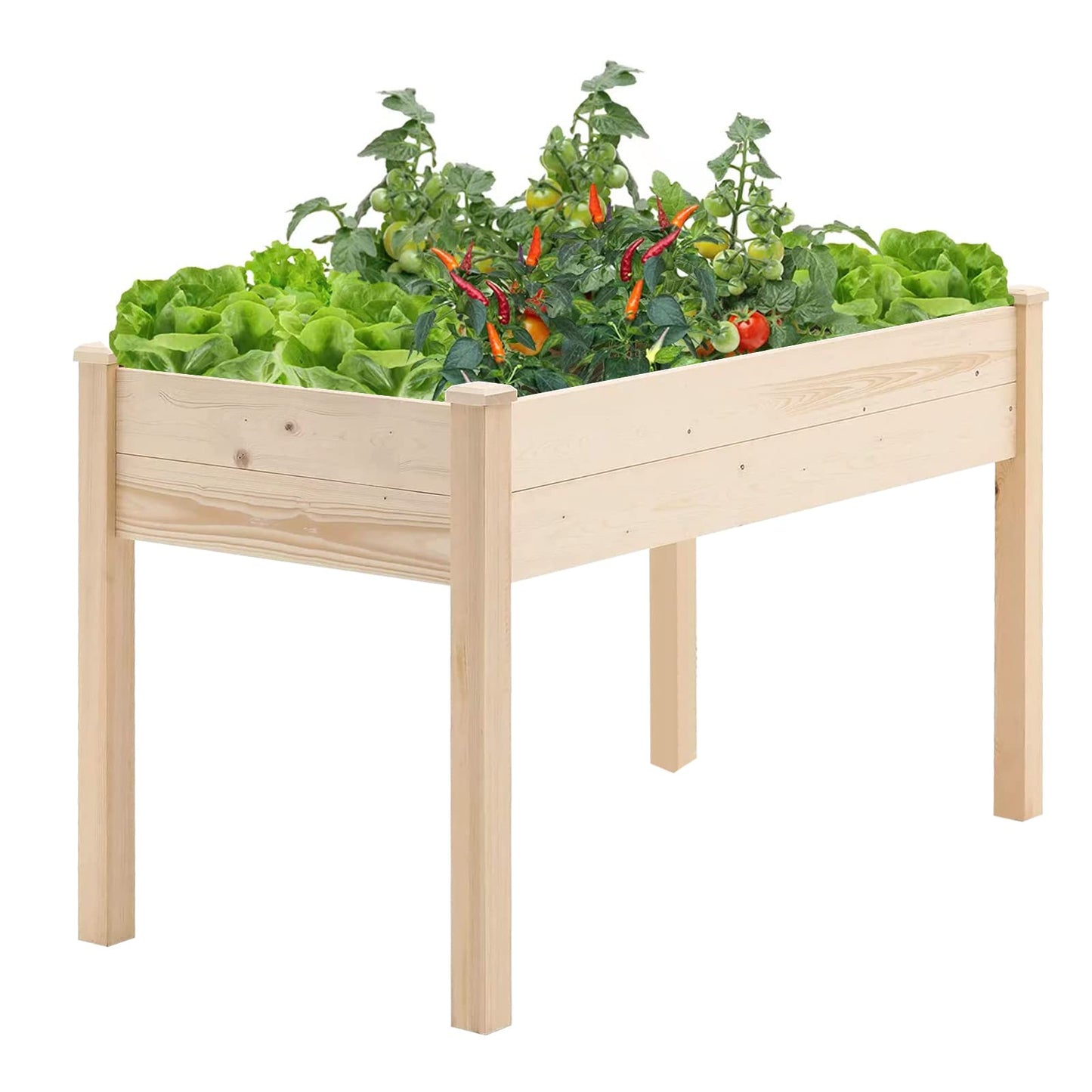 Oakcloud Pure Wooden Raised Garden Bed 4ft Planter Box Kit for Vegetables Herbs, Flowers Natural