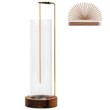 Incense Holder for Sticks, Anti-Ash Flying Incense Burner with 30 Incense Sticks, Detachable Glass Ash Catcher (Wood, Brown) GARMOLY