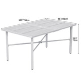 YITAHOME 59" Rectangular Outdoor Patio Dining Table for 6-Person, Outdoor Patio Dining Table with 2" Umbrella Hole and Sturdy Iron Frame Perfect for Lawn Backyard Garden, Gray YITAHOME