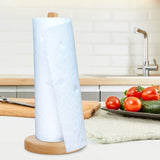 Bamboo Paper Towel Holder,DNIEBW Kitchen Paper Holder Countertop Stand up Towels Roll Stand Organizer Simply Standing Countertop Wooden Paper Fits Standard Roll Holder for Cabinet (Round Bottom) DNIEBW