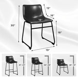 LEMBERI Faux Leather Dining Chairs Set of 4, 18 Inch Modern Kitchen & Dining Room Upholstered Chairs with Backrest and Metal Legs (Black) LEMBERI