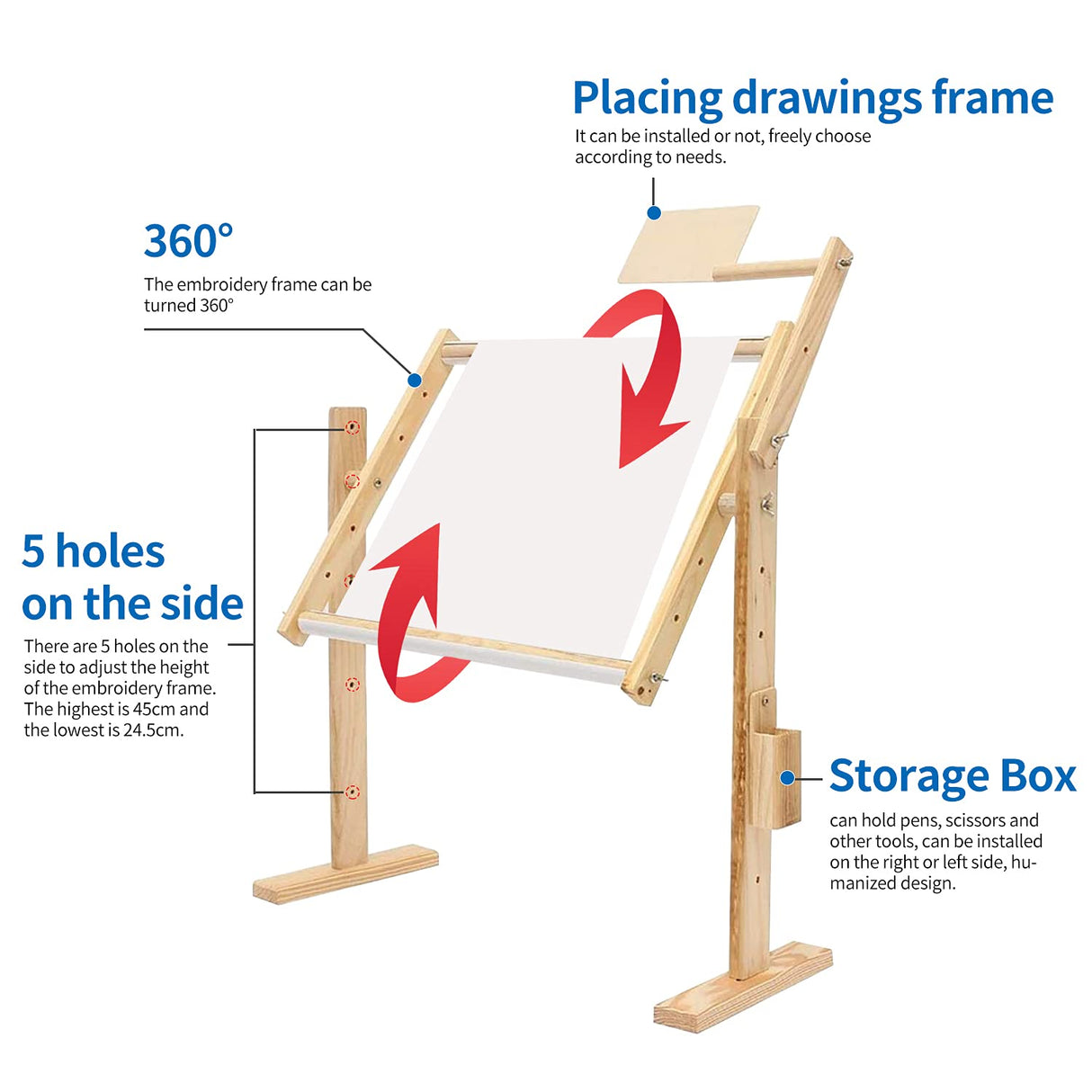 Adjustable Cross Stitch & Embroidery Hoop Stand - Tapestry & Quilting Frame Stand with 5 Height Levels (20" x 15.7") awagas
