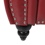 RARZOE Traditional Chesterfield PU Loveseat Sofa, Modern Vintage Chesterfield Button Tufted Faux Leather Couch with Nailhead Trim Scrolled Arms for Living Room Bedroom Office(Burgundy) RARZOE