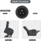 AVAWING Power Lift Massage Chair, Lift Recliner Chairs for Elderly, Electric Recliner W/Heat & Vibration, Linen Fabric Lift Chair with Side Pocket & USB Port for Living Room, Bedroom, Grey AVAWING