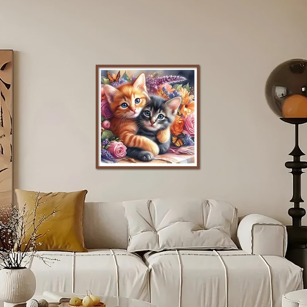 Kulvci Diamond Art Painting Kits for Adults Cat, Diamond Art Kits for Beginners, 5D DIY Full Drill Gem Craft for Home Decor Gift 12x12inch Kulvci