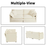 76.7” Oversized Beige White Loveseat Sofa, 2 Seater Large Sectional Couches for Living Room, Chenille Fabric Modular Sectional Sofa, Deep Seat Home Sofas Set, Love Seat Couches ZenNook