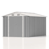 Patiowell 8x10 FT Outdoor Storage Shed, Large Garden Tool Metal Shed with Sloping Roof and Double Lockable Door, Outdoor Sheds for Backyard Garden Patio Lawn,Grey Patiowell