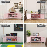 ZHISLUCK 2 Door Metal Accent Storage Cabinet for Bed Room,Living Room,Home,Hotel,Office,2-Tier Steel Storage Cabinet TV Stand (Pink) ZHISLUCK