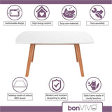 bonVIVO Small Coffee Table - Franz Designer Low Table w/Wooden Bamboo Frame for Sitting, Storage and Living Room Furniture for Men and Women - White bonVIVO