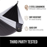 GORILLA GRIP Durable Portable Camping Hammock, Holds 500lbs with Heavy Duty Tree Straps, Comfortable Travel Swing, Camp Hammocks, Easy to Use and Install, Outdoor Essentials, Blue, 10x6.5 FT GORILLA GRIP