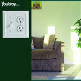 Pure White Classic Beadboard Wall Plates,Light Switch Covers,Electrical Outlet Covers, Switch Plates of Various Combination, Nature Bamboo Fiber Wall plate(2 Gang Toggle/Duplex 2 Pack) Funkiim