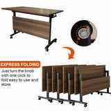 Conference Room Table,Folding Conference Table,Flip Top Rolling Mobile Table with Silent Locking Wheels,Modern Portable Seminar Training Meeting Table Business Tables (6 Pack, 70.9x21.7x29.5inch) Lenyedr