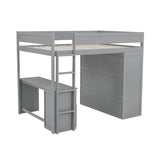 Harper & Bright Designs Gray Full Size Loft Bed with Integrated Desk and Wardrobes Harper & Bright Designs