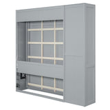 Merax Full Size Murphy Bed Wall Bed with Shelves, Drawers and LED Lights,Gray Merax