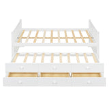 Harper & Bright Designs Full Size Daybed with Twin Size Trundle and 3 Storage Drawers, Wood Full Captain’s Bed with Trundle Bed, Full Platform Bed Great for Kids Guests Sleepovers (White) Harper & Bright Designs