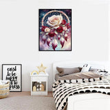 Dream Catcher Counted Cross Stitch Kits for Adults, Flowers Stamped Cross Stitch Kits for Beginners, Needlepoint Cross-Stitch Patterns Embroidery Kits Arts and Crafts for Home Decor 12×16 Inch Mrnsiet