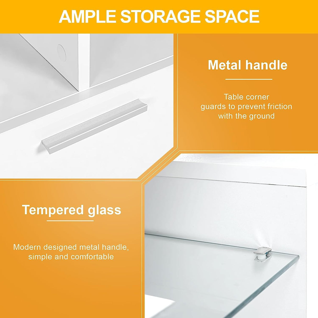 LED TV Stand for Up to 70-inch TV, Modern TV Console Table with Entertainment Center for Bedroom, Living Room(Black, 63 inch) HOUAGI