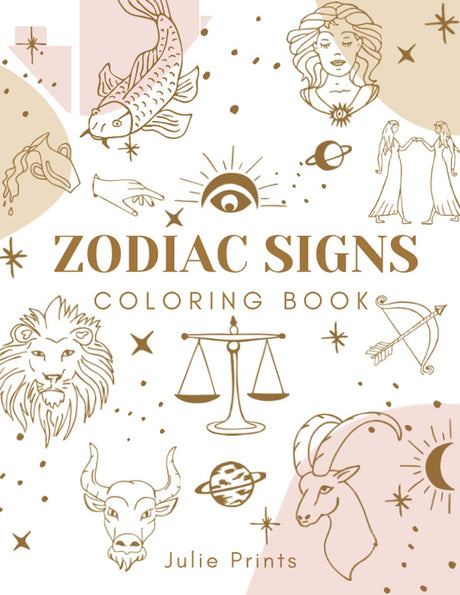 Zodiac Signs Coloring Book: +50 Beautiful Ilustrations for adults and teenagers to relax and color WoodArtSupply