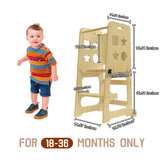 bedmoimo Kids Kitchen Step Stool for Kids with Safety Rail,Solid Wood Construction Toddler Learning Stool Tower, Montessori Toddlers Kitchen Stool, Natural bedmoimo