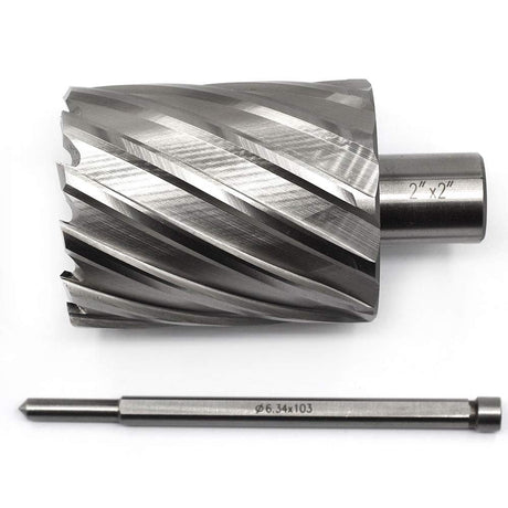Annular Cutter JESTUOUS 3/4 Inch Weldon Shank 2 Cutting Diameter 2 Cutting Depth with Pilot Pin Slugger Bits Two Flat HSS Kit for Magnetic Drill Press,1 Piece JESTUOUS