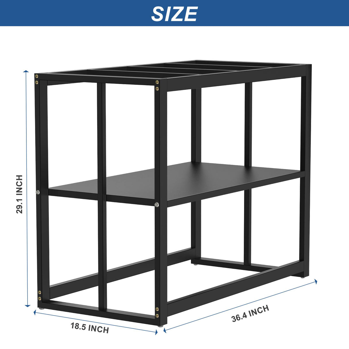 Akenow Fish Tank Stand 40 Gallon , Metal Aquarium Stand Double Layer with Storage 36.4" x 18.5"x29.1 fits Aquarium,Turtle Tank/Reptile Terrariums,White (Black) Akenow