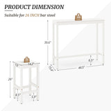 Cozyman 45 Inch Acacia Wood Bar Table and Stools Set in White for Dining and Entertaining Cozyman