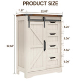 Befrases Farmhouse Bathroom Storage Cabinet, Bathroom Cabinet with 4 Drawers and Sliding Door, Farmhouse Floor Storage Organizer for Kitchen, Living Room, Rustic Style, White Befrases