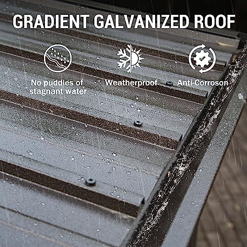 Domi 12x14FT Lean to Gazebo, Hardtop Wall Mounted Gazebo with Sloping Galvanized Steel Roof, Wall Pergola with Aluminum Frame, Curtains and Netting, for Patio, Deck, Garden, Backyard domi outdoor living