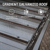 Domi 12x14FT Lean to Gazebo, Hardtop Wall Mounted Gazebo with Sloping Galvanized Steel Roof, Wall Pergola with Aluminum Frame, Curtains and Netting, for Patio, Deck, Garden, Backyard domi outdoor living