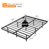 VINGLI Queen Floating Bed Frame with USB Charging Station & LED Lights - Heavy Duty Metal Design, No Box Spring Needed, Black VINGLI