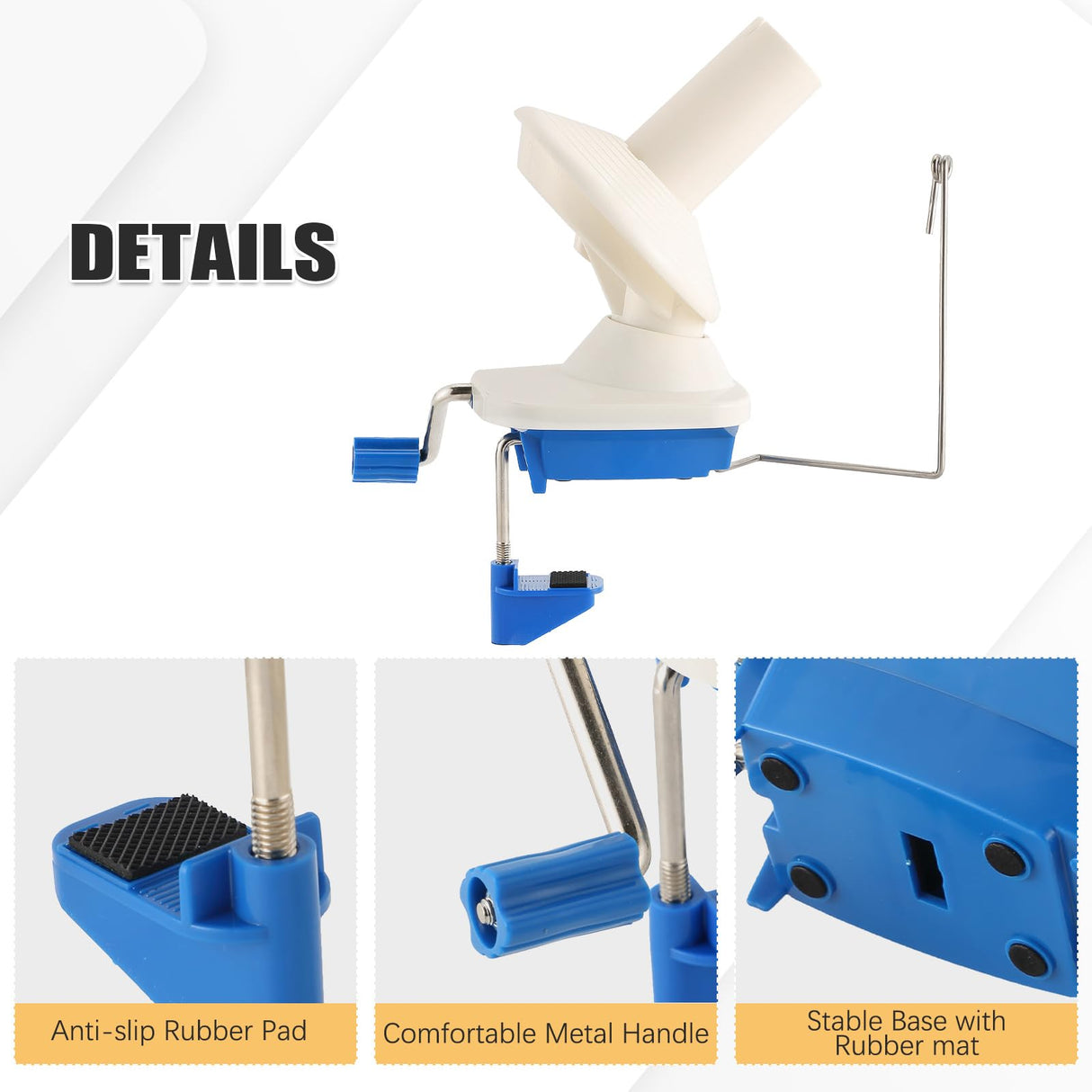 FLKQC Yarn Ball Winder, Hand-Operated Yarn Ball Winder Swift Yarn Winder, Yarn Cake Winder, Needlecraft Yarn Ball Winder Hand-Operated (Blue) FLKQC