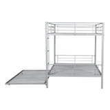 Harper & Bright Designs Full Over Full Metal Bunk Bed with Trundle, Ladder & High Guardrail, Able to Split, Noise Free, Heavy-Duty Steel Loft Bed Frame with Safety Rail for Bedroom, Dorm (Silver) Harper & Bright Designs