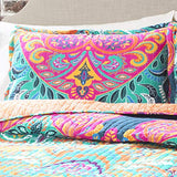 Lush Decor Boho Chic Reversible Cotton Quilt 3-Piece Set, King, Turquoise & Navy - Bright Paisley Print, Vibrant & Colorful Bohemian Bedding Set Lush Decor