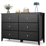 Dresser for Bedroom, 6 Drawer Dressers, Wood Dresser, Chests of Drawers for Entryway Closet Living Room Hallway Sturdy Wooden Top Easy Pull Handle,Black WoodArtSupply