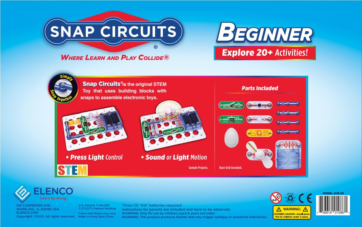 Snap Circuits Beginner, Electronics Exploration Kit, Stem Kit for Ages 5-9 (SCB-20) Snap Circuits