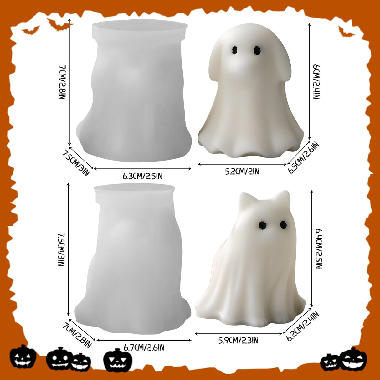 Halloween Animal Ghost Candle Mold, Cat Dog Resin Casting Ghost Silicone Molds for Halloween Aromatherapy Candle Soap Making Home Art Crafts Decor DIANA'S DREAM
