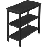 HOOBRO End Table, Simple Rustic Side Table with 3-Tier Storage Shelf, Narrow Nightstand for Small Spaces, Easy Assembly, for Living Room, Bedroom, Metal, Industrial Design, Black BB14BZ01 HOOBRO