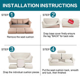 Turquoize 4 Piece Sofa Covers for 3 Cushion Couch Sofa Slipcover Soft Couch Cover for Dogs-Washable Sofa Furniture Covers with 3 Individual Large Cushion Covers, Feature Thick Fabric (XL Sofa, Ivory) Turquoize