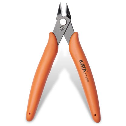 KATA 5 Inch Micro Wire Cutters, Precision Mini Flush Cutters and Clean Cut Pliers for Electronics, Model, Jewelry, Model Kits, Orange - WoodArtSupply