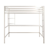 Novogratz Maxwell Metal Full Loft Bed with Desk & Shelves, Off White Novogratz