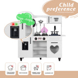 TaoHFE Play Kitchen Kitchen Set for Kids Wooden Toy Kitchen Sets for Boys Gift White Kitchen for Toddlers Kids Kitchen Playset Toys Kitchen Set for Kids Age 3+ Pretend Play with Lights & Sounds TaoHFE