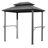 MELLCOM 8' x 6' Grill Gazebo, Outdoor Patio Gazebo with Galvanized Steel Double Roof, Hardtop Barbecue Gazebo with 2 Side Shelves and Ceiling Hook for Deck Lawn Backyard Garden (Black) MELLCOM