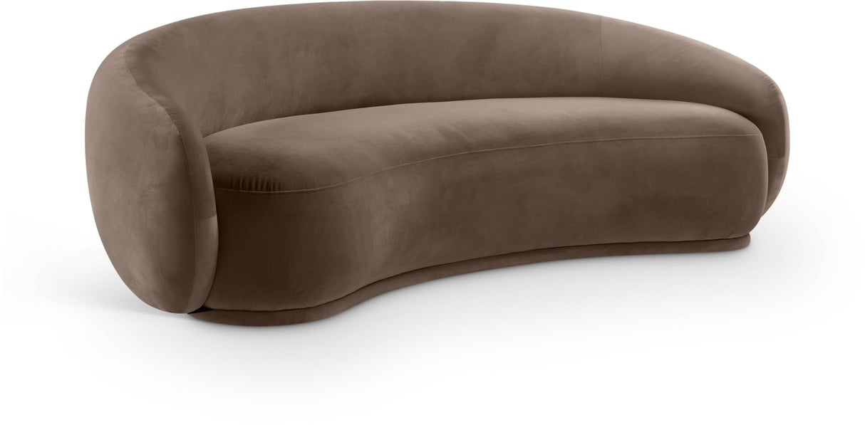 Meridian Furniture 44044Brown-S Emery Collection Modern | Contemporary Sofa with Ultra Luxe Brown 460 GSM Velvet, Solid Eucalyptus Wood Inner Frame, 95" W x 45.5" D x 31" H, Brown Meridian Furniture