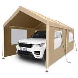 Jintop 10×20 Carport,Heavy Duty Metal Portable Carport Garage,with Roll-up Door Windows,Outdoor Storage Shelter w/Waterproof and Removable Sidewalls,Large Car Tent Gazebo for SUV,Truck,White Jintop