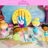 Disney Princess DIY Paint Your Own Figurines Arts and Crafts Set for Girls, Jumbo Figurines, Paint, Paint Brush, Glitter, and Gem Adhesives, Cinderella, Belle, Tiana, Jasmine, and Princess Castle Innovative Designs
