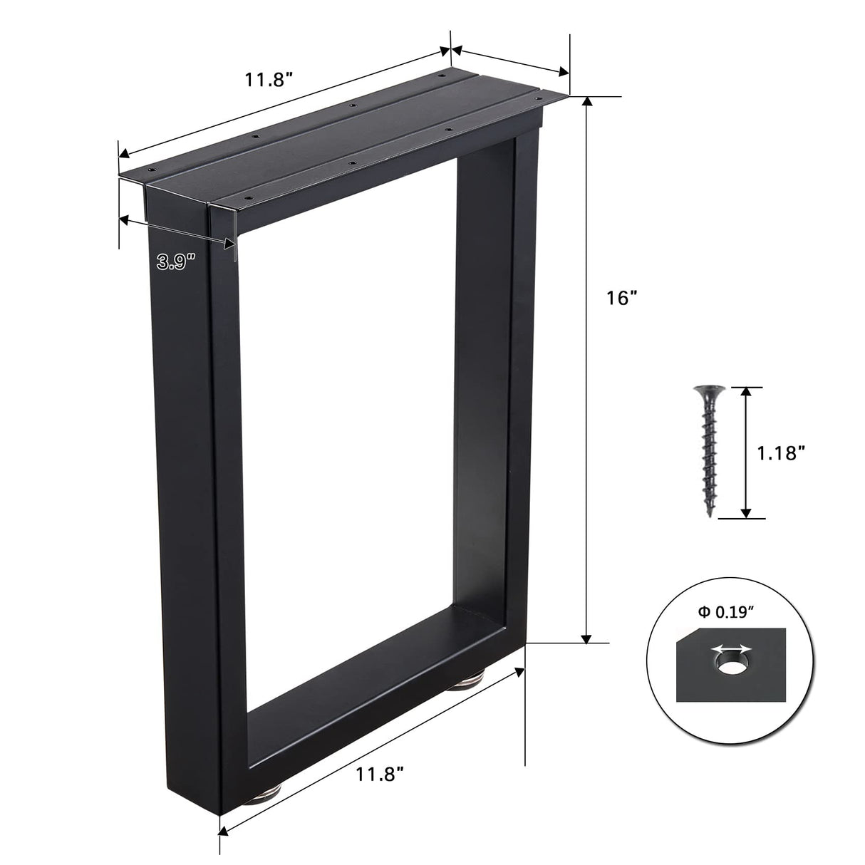 ALLCOS Bench Legs 16 Inch Metal Coffee Table Legs Heavy Duty Furniture Desk Chair Legs, Set of 2, Black ALLCOS